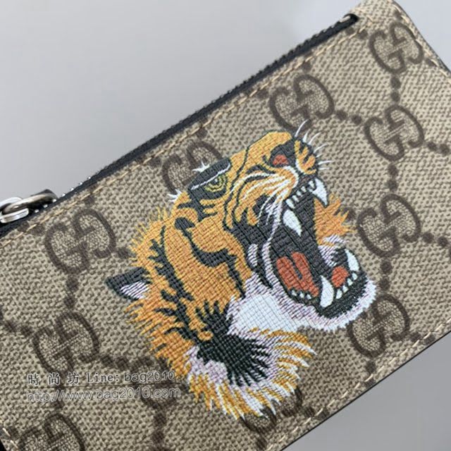 Gucci男包 古驰虎头印花图案拉链卡包零钱包 Gucci手拿零钱包 523903  gdj1567